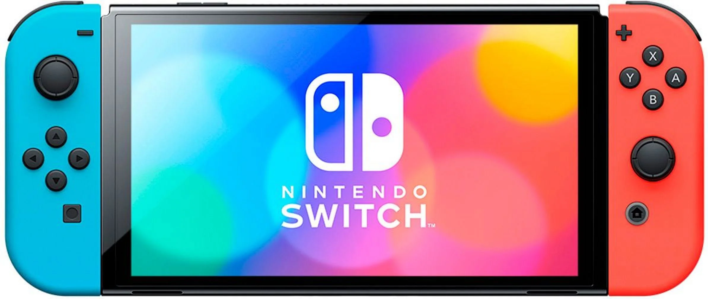Nintendo Switch OLED Model Neon Red and Blue Joy Con 64GB Console HD Screen and LAN-Port Dock with Luigi's Mansion 3 and Mytrix Accessories 2021 New