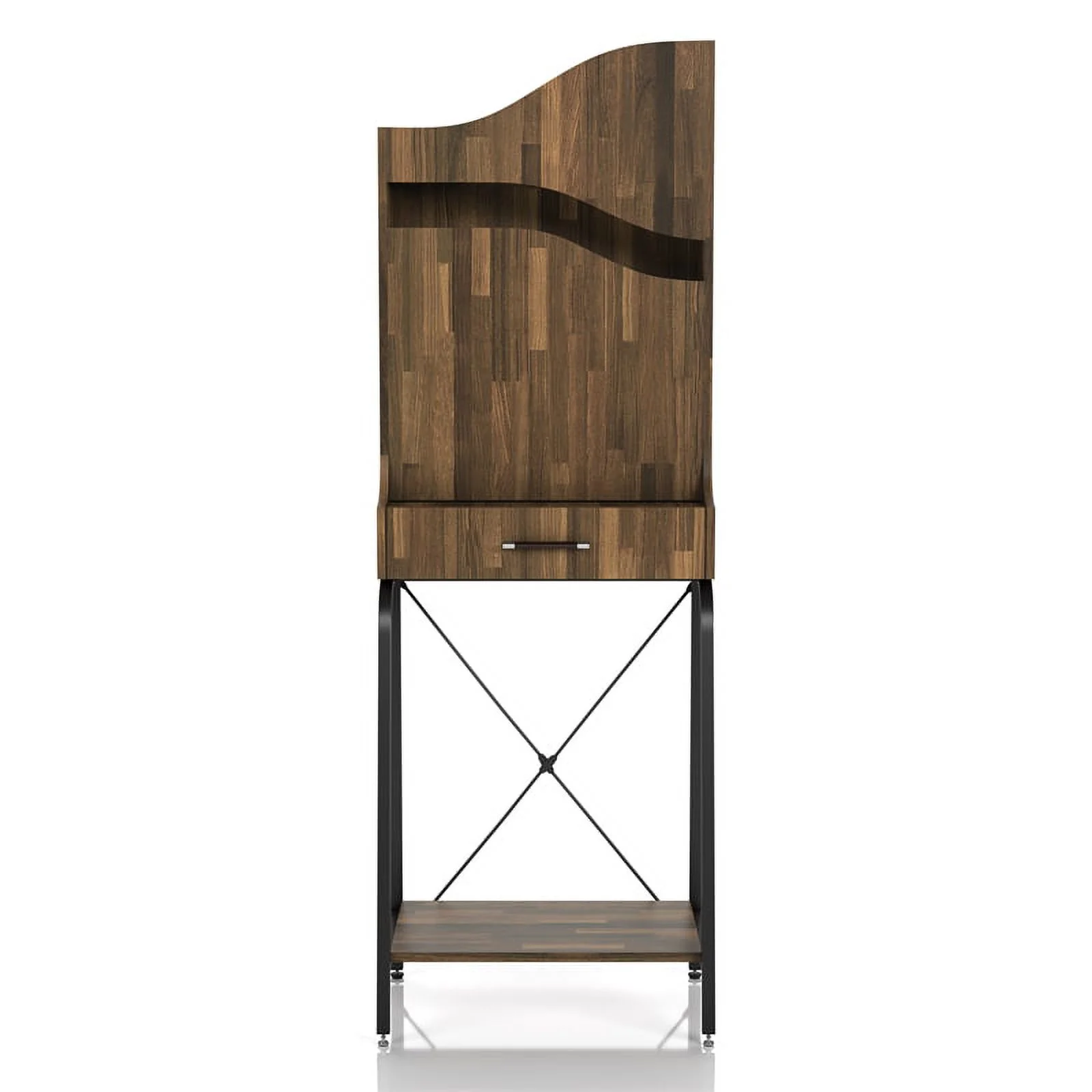 Furniture of America Jax Wood 2-Shelf Mini Bar in Light Hickory Brown