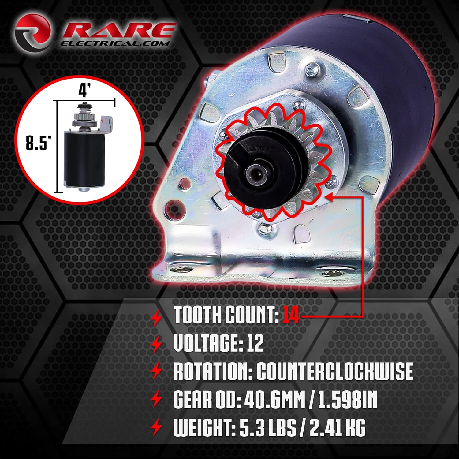 Rareelectrical New Cylinder Starter Motor Compatible With Briggs & Stratton 693551-14 Tooth, Craftsman Lawnmower Steel Flywheel, John Deere LG693551 - Briggs and Stratton Motors for Riding Mowers Pack of 2
