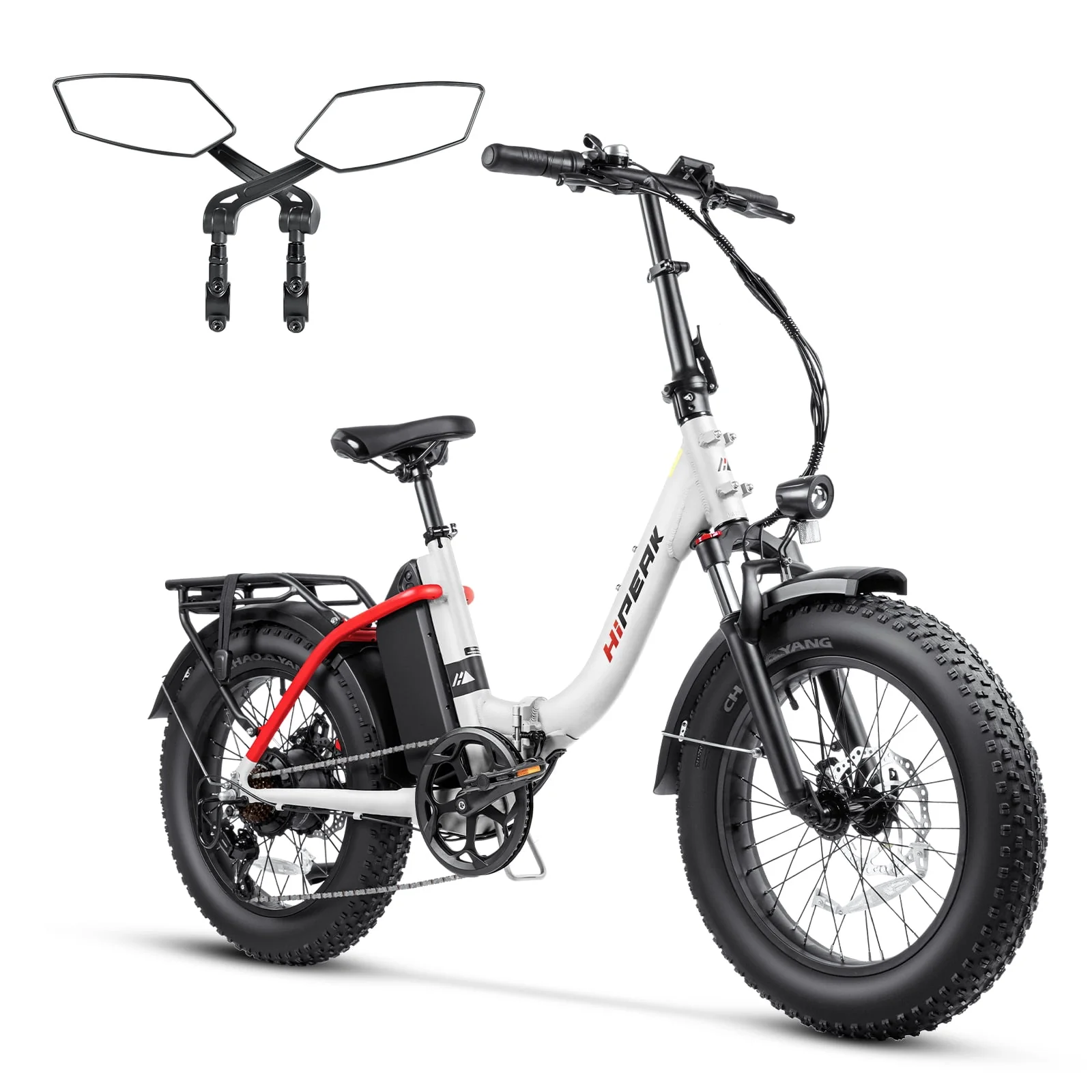 Hipeak 750W Electric Bike for Adults Folding Ebike 48V 15Ah 20 x 4.0 Fat Tire Electric Bike with Removable Battery, Foldable Adults Electric Bicycles 25MPH Front Suspension
