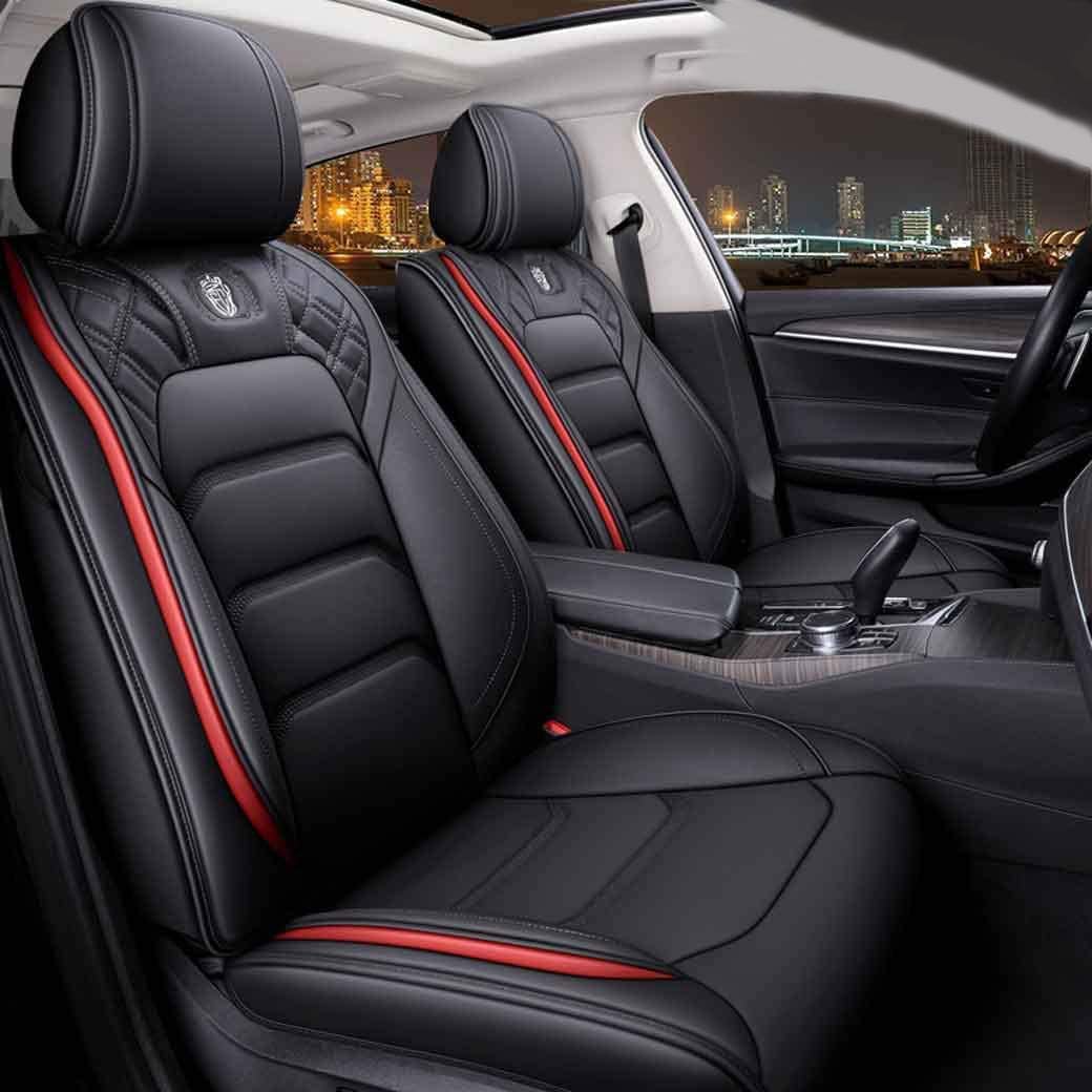 OSO Comfortable Leather Auto Car Seat Covers 5 Seats Full Set Universal Fit (Blue&White)