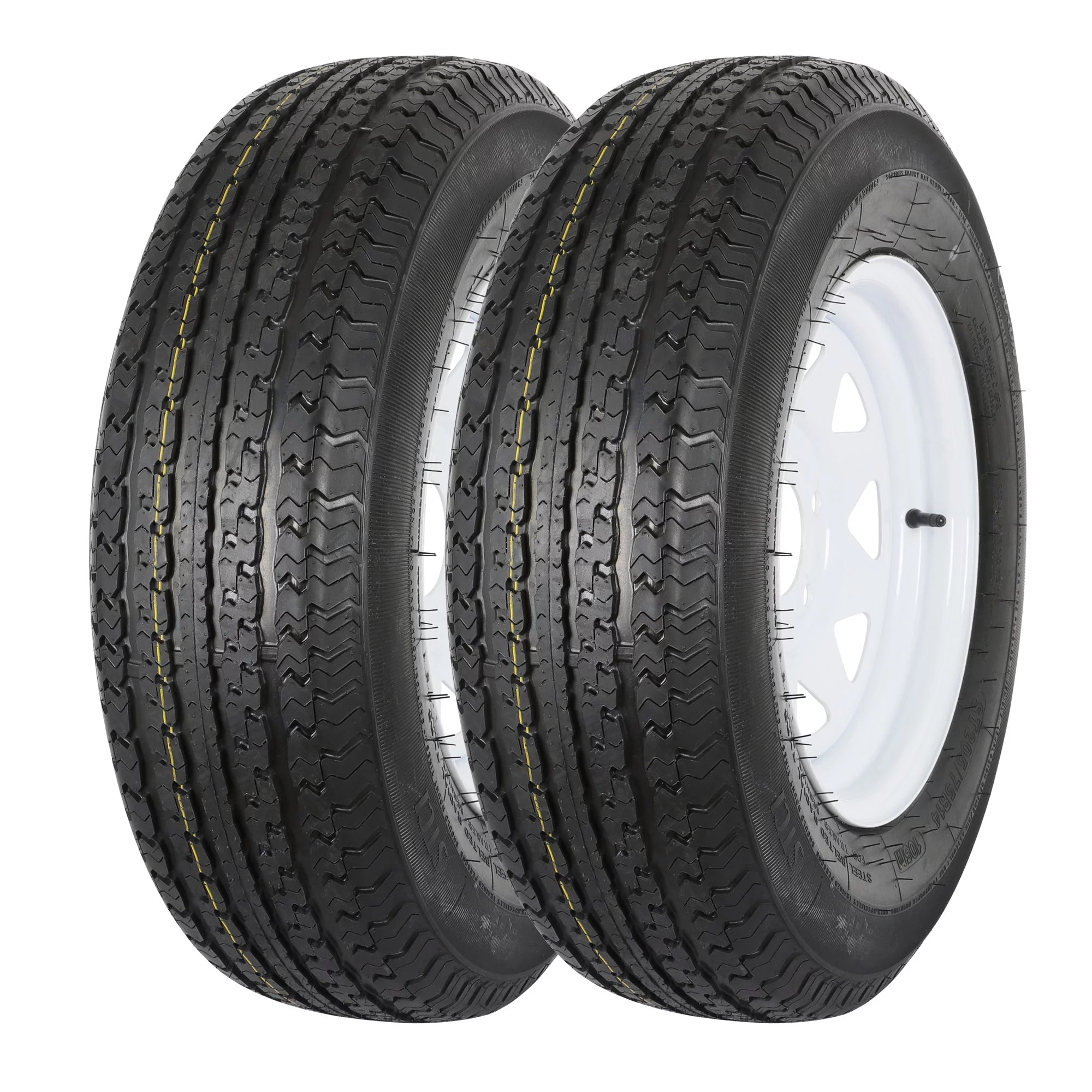 1Autodepot ST205/75R14 ST205 75R14 Radial Trailer Tire With Rim, 5 Lug 8-Ply Load Range D, Set of 2