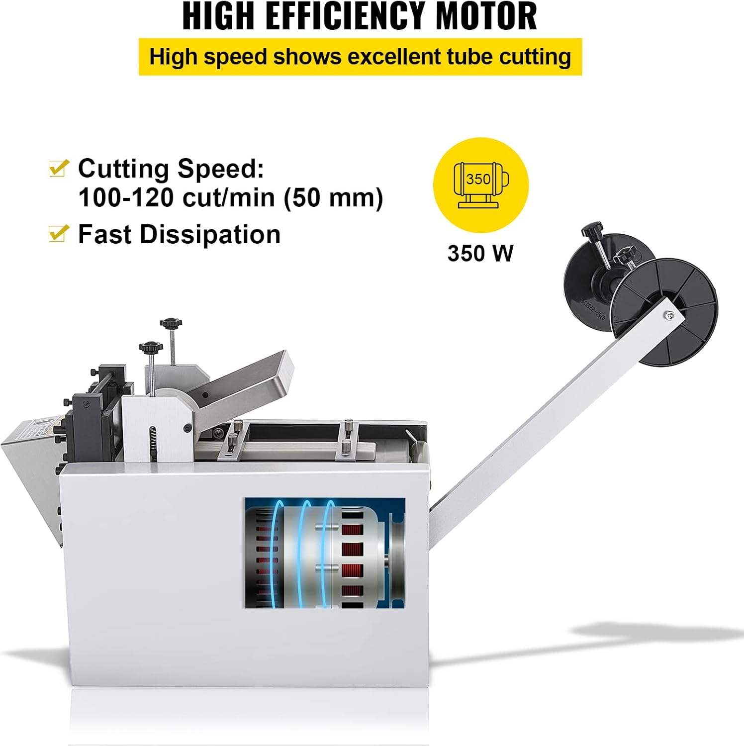 Mophorn Automatic Heat-Shrink Tube Cutting Machine 250W YS100 Tube Cable Pipe Cutter Precise Efficient Tube Cable Pipe Cutter Cutting Machine for Sleeve, Rubber/Plastic Tube, Small Wire, Sheet, Film
