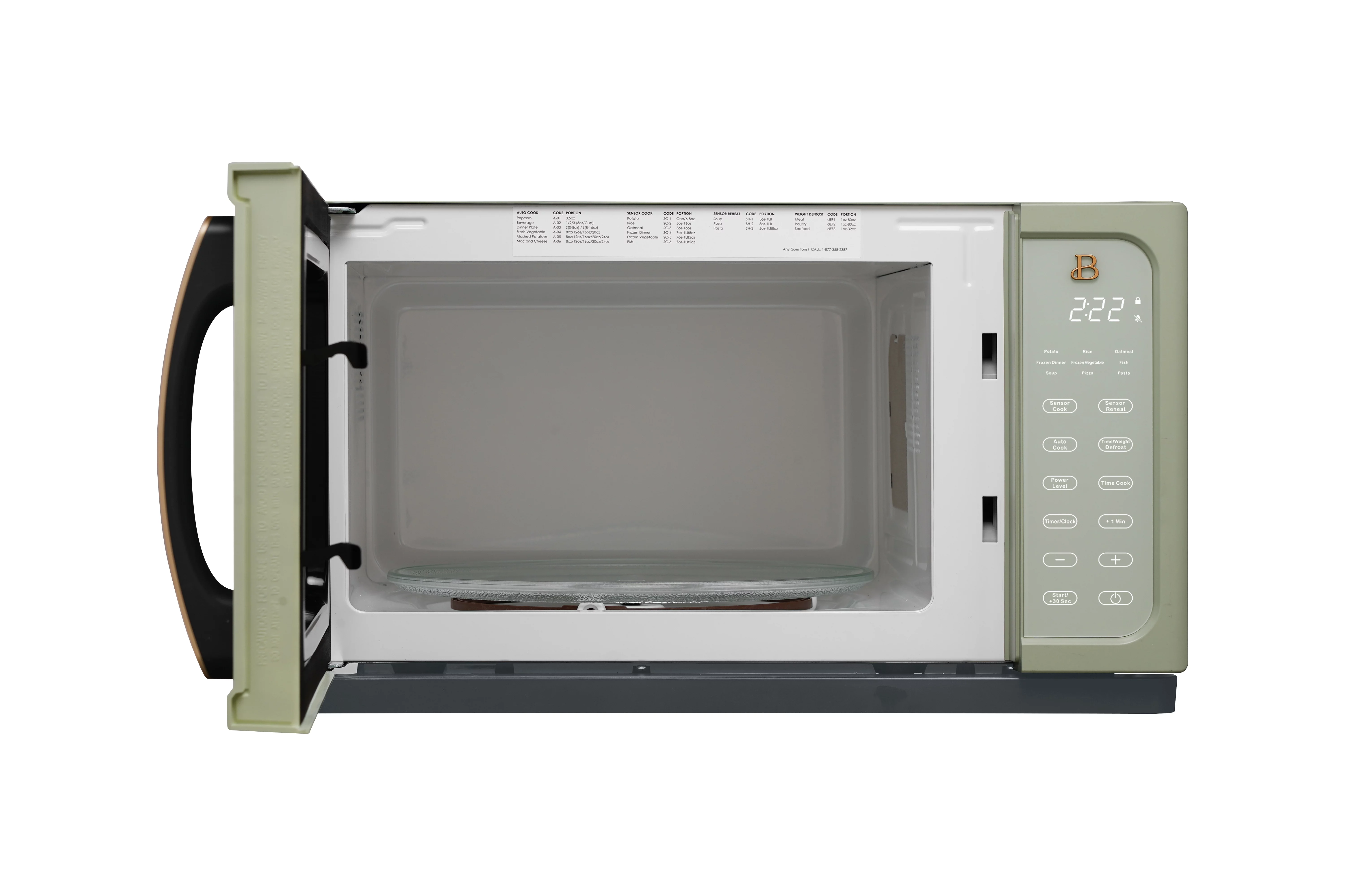 Beautiful 1.1 Cu ft 1000 Watt, Sensor Microwave Oven, White Icing by Drew Barrymore, New