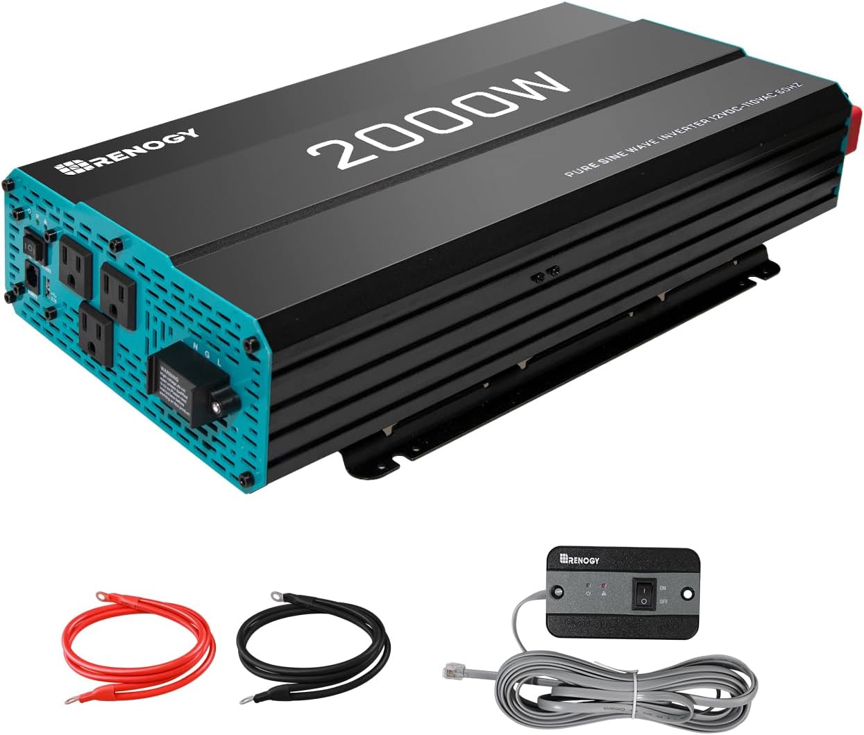 Renogy 400 Watts 12 Volts Monocrystalline Solar RV Kit Off-Grid Kit with Adventurer 30A PWM LCD Charge Controller+ Mounting Brackets+ Male & 2000W Pure Sine Wave Inverter 12V DC to 120V AC Converter