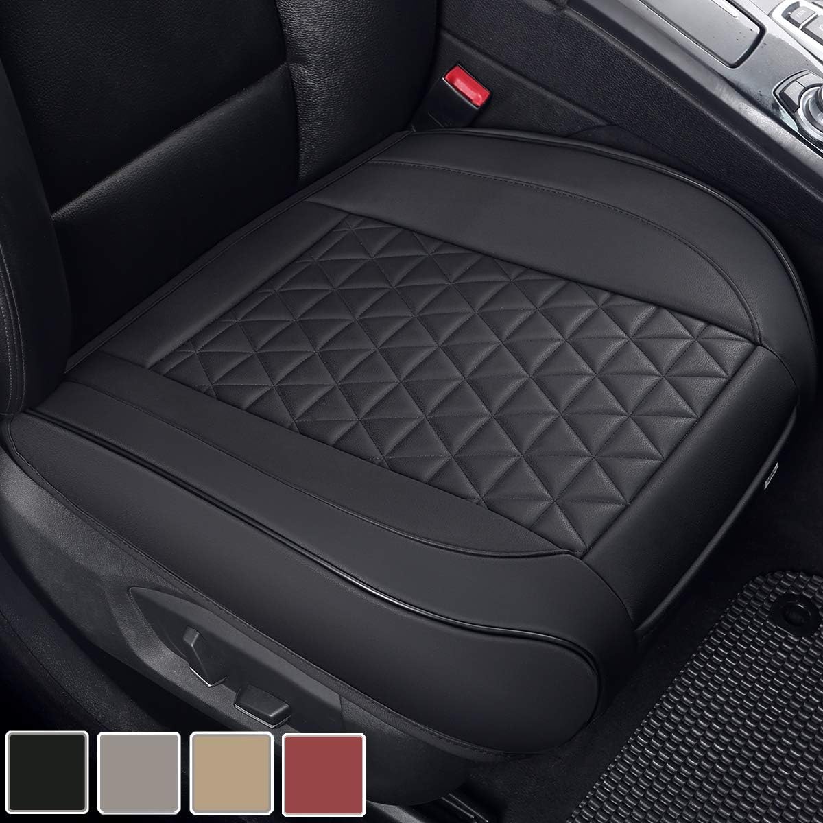 Black Panther Luxury Faux Leather Car Seat Cover Front Bottom Seat Cushion Cover, Anti-Slip and Wrap Around The Bottom, Fits 95% of Vehicles - 1 Piece,Black
