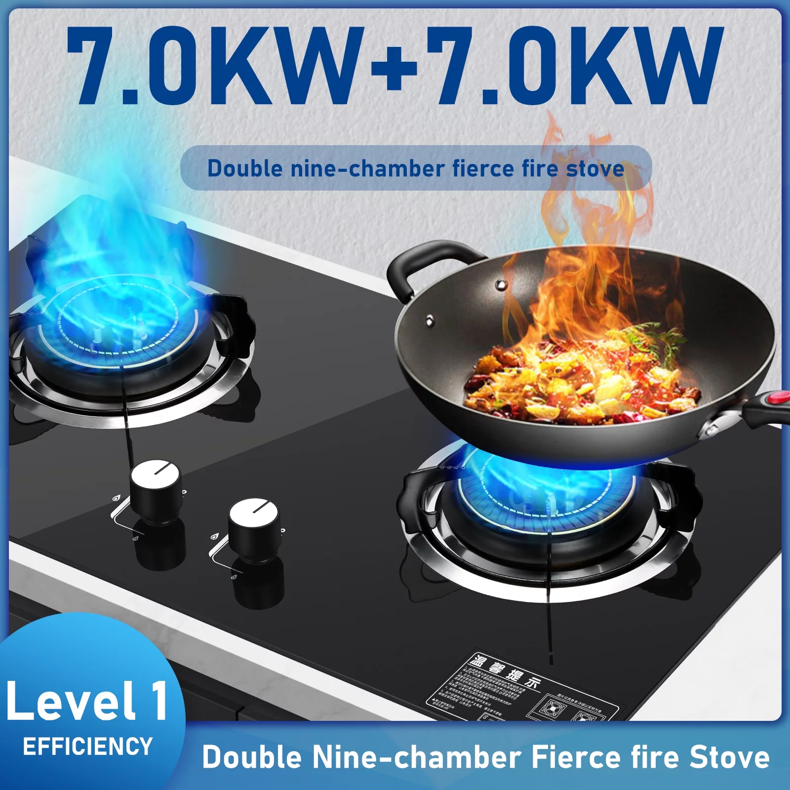 Double Burner Gas Stove Household Embedded Tempered Glass Liquefied Gas Cooker Kitchen Cooktop