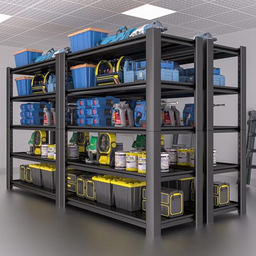 5-Tier Garage Shelving Heavy Duty, 3000 LBS Capacity Metal Storage Rack 76" H x 60" W x 24" D, Adjustable Steel Shelves Unit for Garage, Warehouse, Basement, Pantry, Workshop.1 Pack
