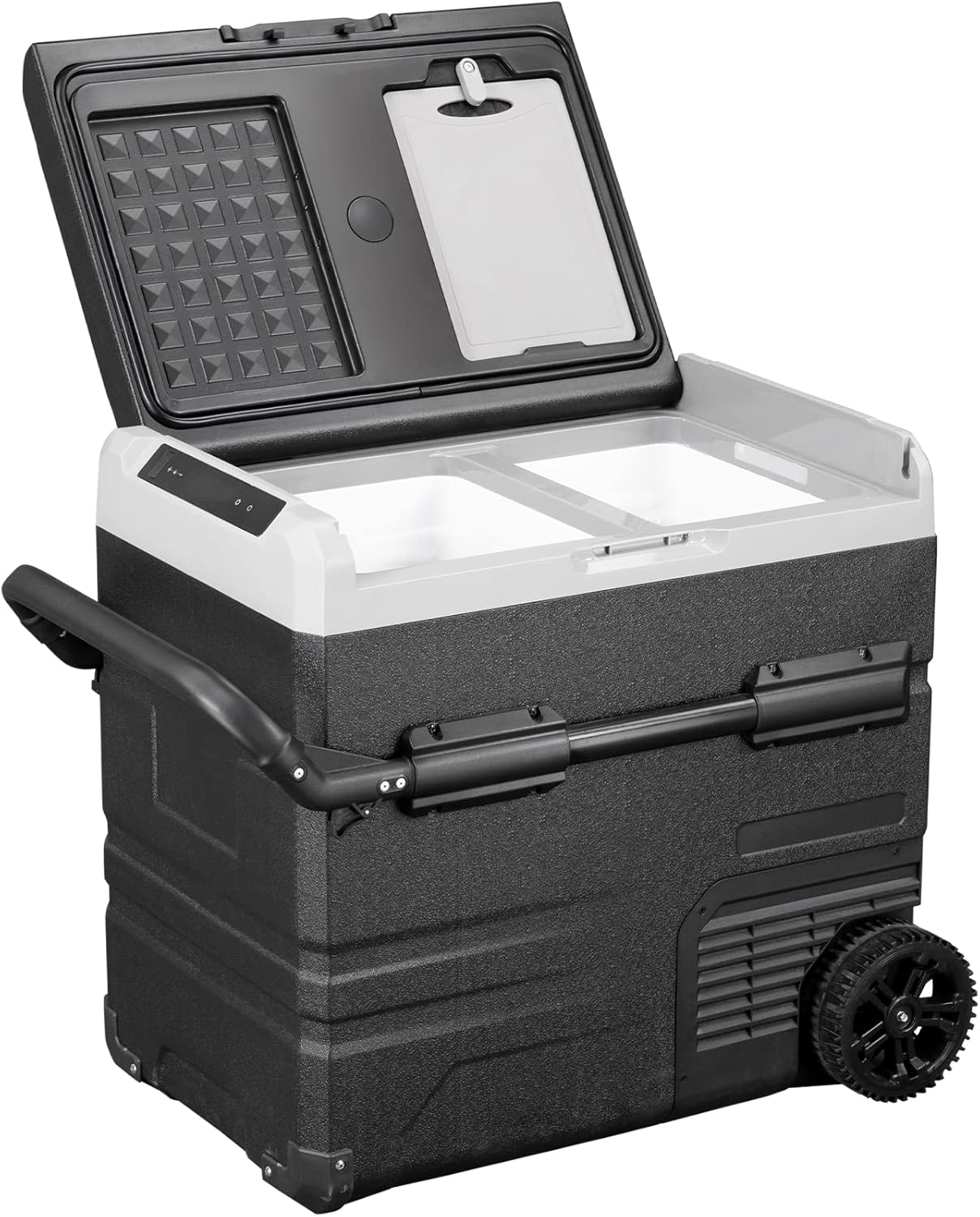 VEVOR 12 Volt Refrigerator 48Qt, Dual Zone Car Fridge Freezer w/App Control & Wheels 12/24V DC & 110-240V AC Electric Compressor Cooler for Truck Vehicle RV Boat Outdoor & Home Use, -4℉-68℉ Black