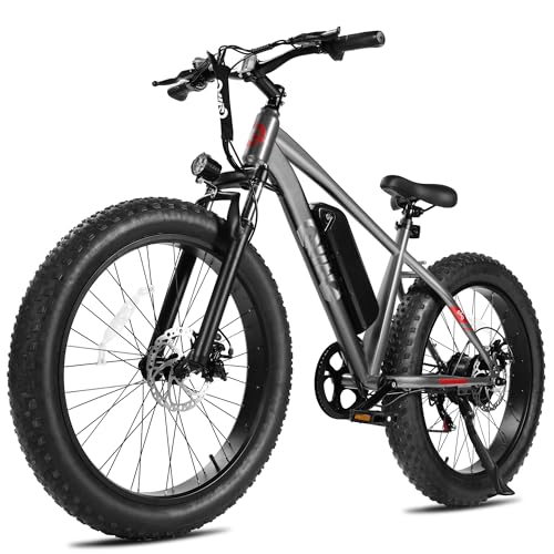 Racer Plus Adult Electric Bicycle, Peak 1000W Motor Electric Bike for Adults, Up to 28MPH 65Miles, 26x4.0 Fat Tire Electric Mountain Bike with 48V 13AH Battery, 7 Speed Front Suspension E Bike
