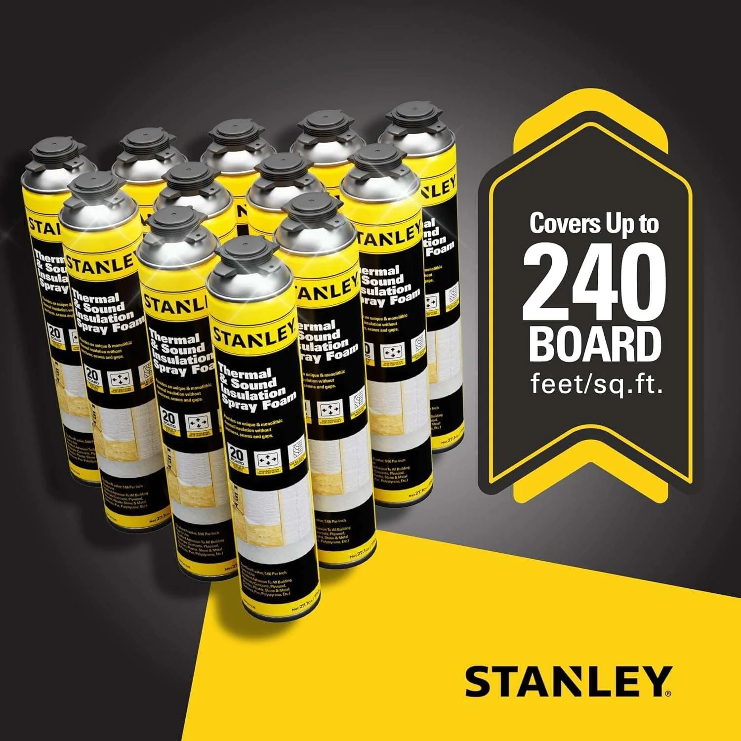 Stanley Supercoat Spray Foam Insulation Kit - Closed Cell, 240 Board feet, 27.1 oz, 12 Pack + Complete Set - Curated Treasures Market