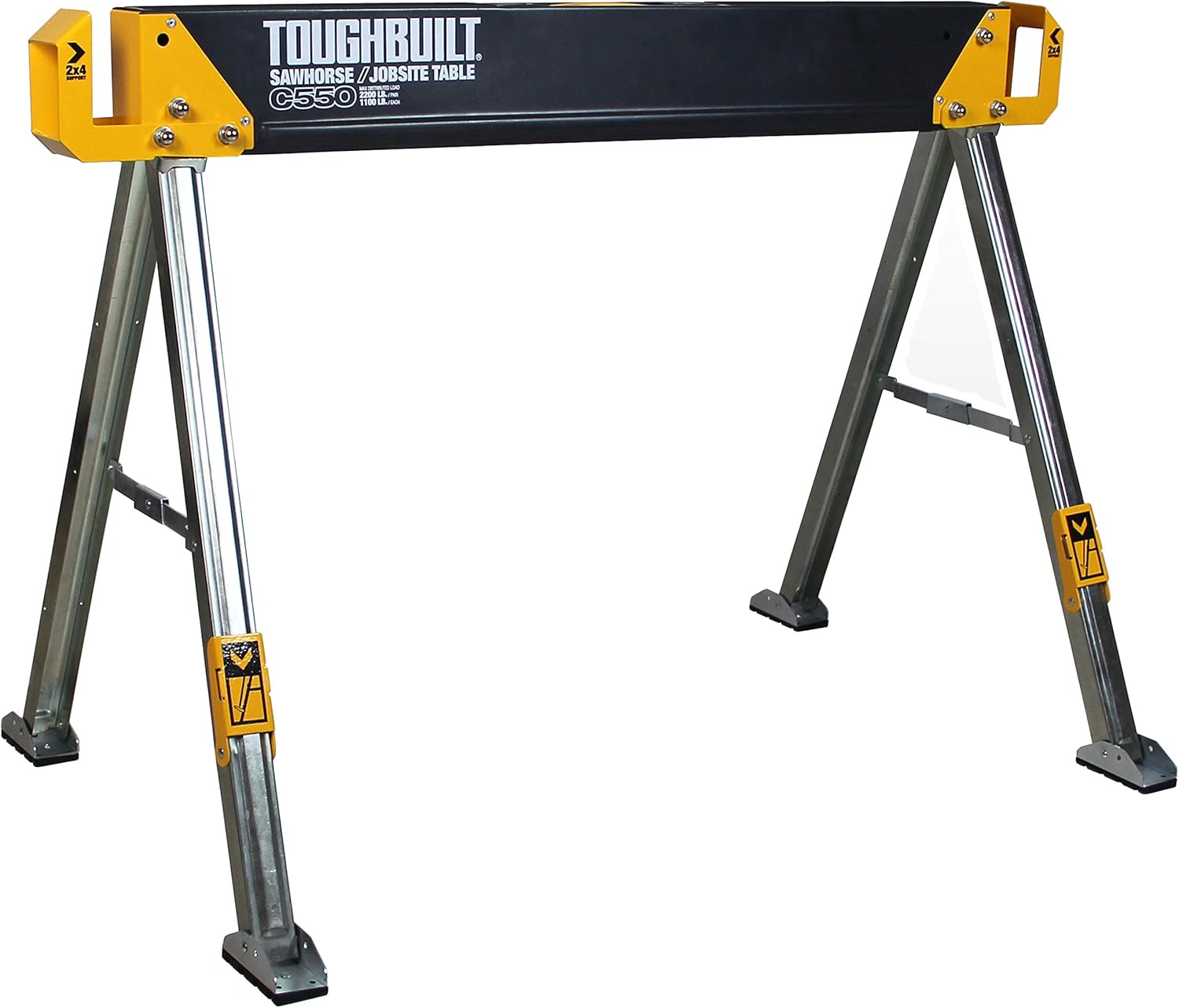 ToughBuilt - Folding Sawhorse/Jobsite Table - Sturdy, Durable, Lightweight, Heavy-Duty, 100% High Grade Steel, 41.5-Inch Easy Carry Handle - (TB-C550)