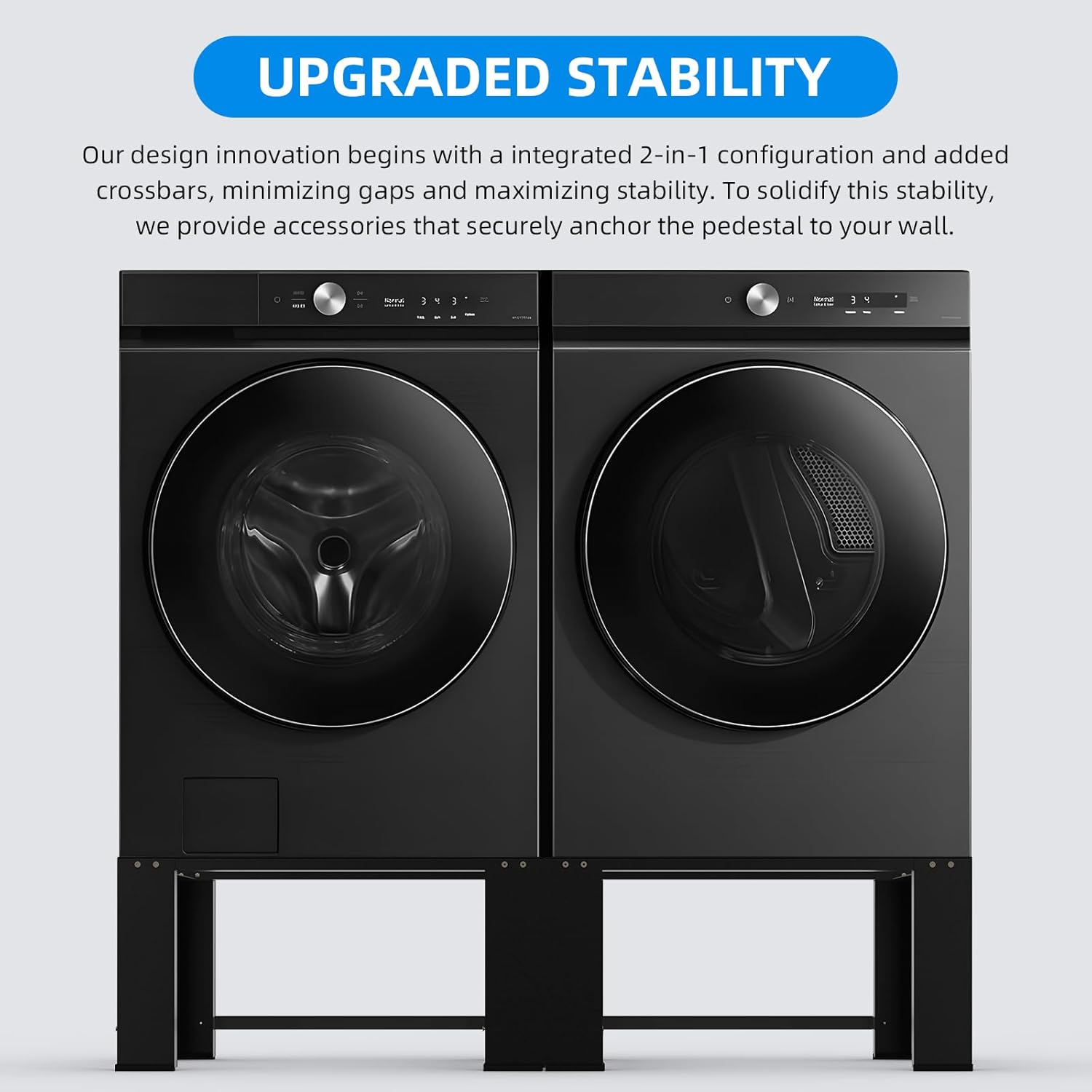 29" Dual-Pack Washer Dryer Laundry Pedestals - Laundry Pedestal for Washer and Dryer Stand, Steel Washing Machine Stand Raiser, Compatible with Most 4.8-5.3 cu. ft. Capacity Washer Black