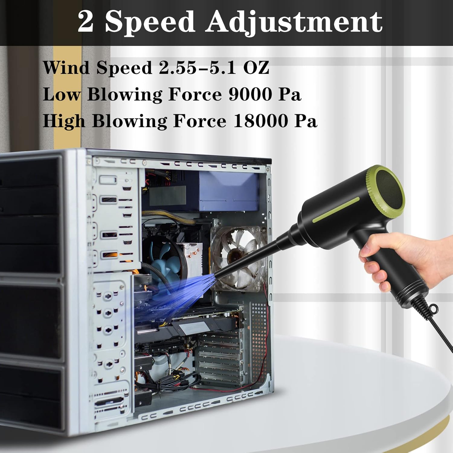 2 in 1 Compressed Air Duster , Multi-Use Electric Air Duster for Computer Keyboard Cleaning, Dust, Hairs, 2 Speed Rechargeabl Air Blower & Air Pump, Reusable Duster Replaces Compressed Air Cans…