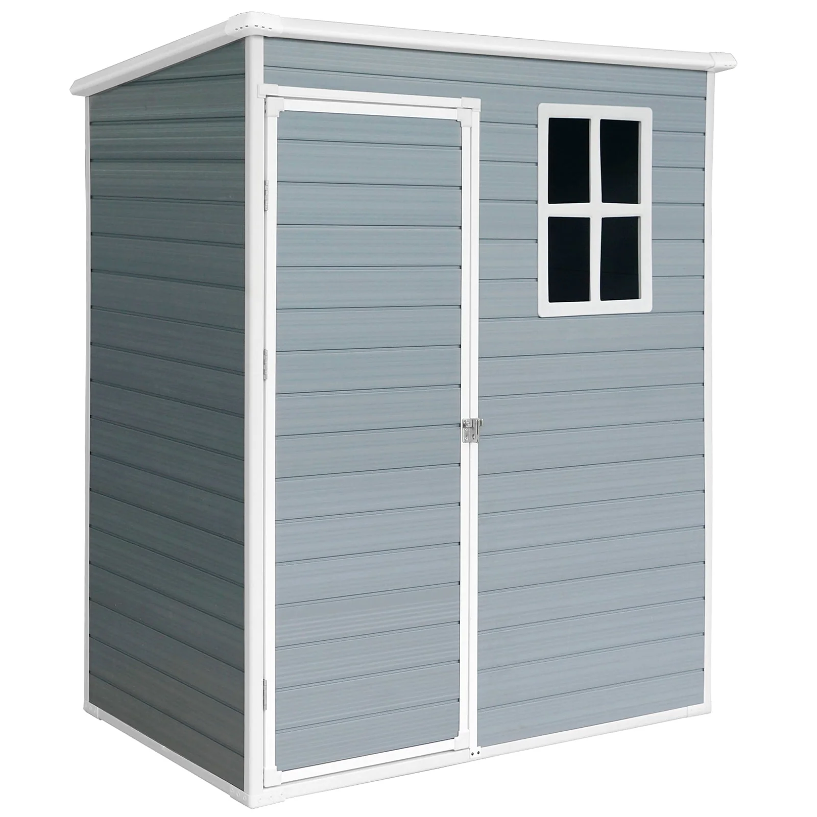 6' x 4.4' Plastic Outdoor Shed, All-Weather Resin Large Backyard Storage Sheds with Reinforced Floor, Lockable Door Garage Patio Garden Storage Shed