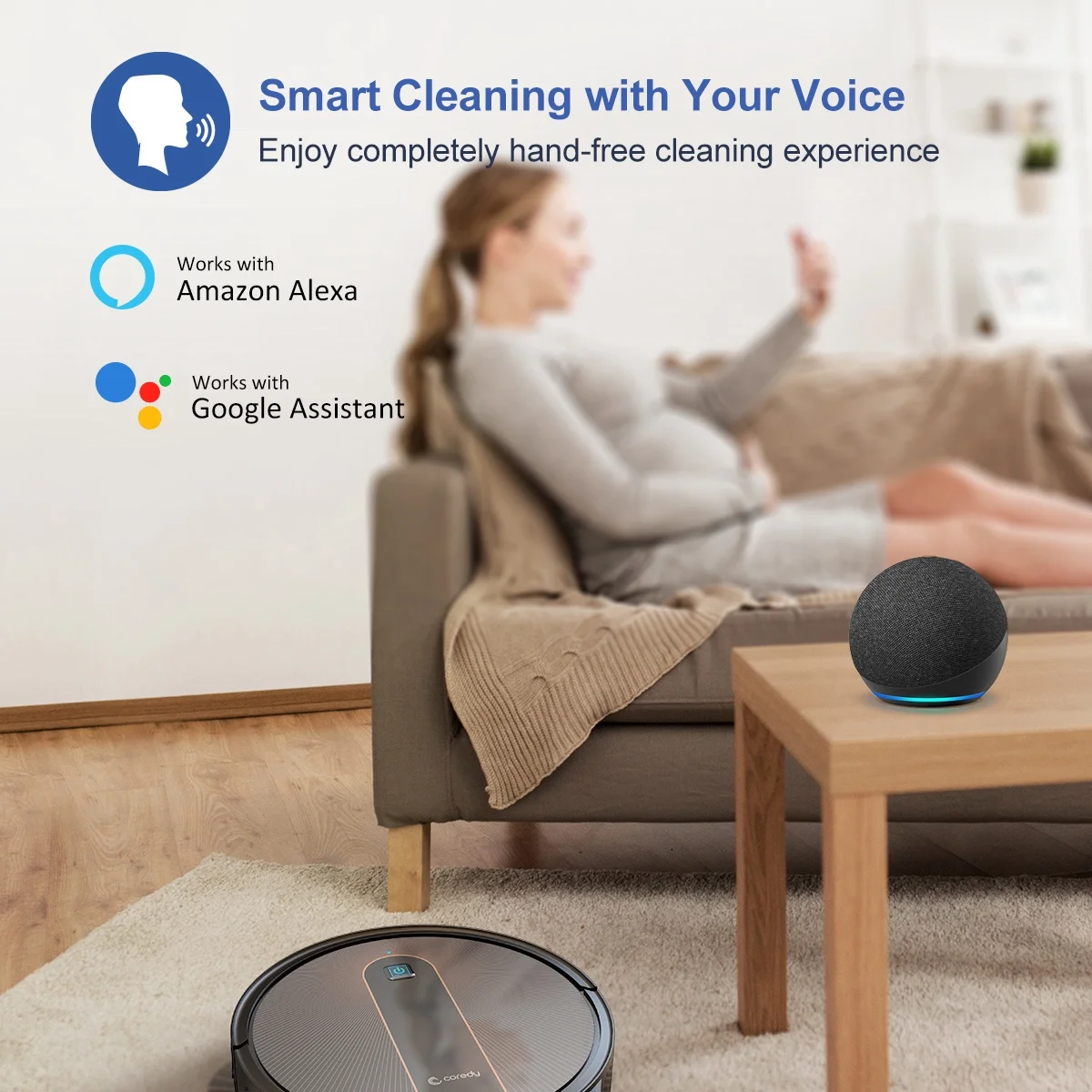 Coredy Robot Vacuum Cleaner and Mop, Compatible with Alexa, Mopping System, Boost Intellect, Virtual Boundary Supported, 2200Pa Suction, Super-Thin, Upgraded Robotic Vacuums, Cleans Hard Floor, R750