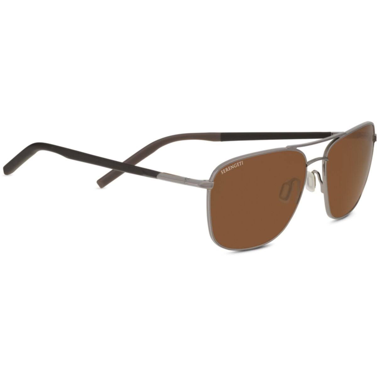 Serengeti Spello Sunglasses (Shiny Gunmetal/Dark Brown/ Chocolate Brown Polarized Drivers)