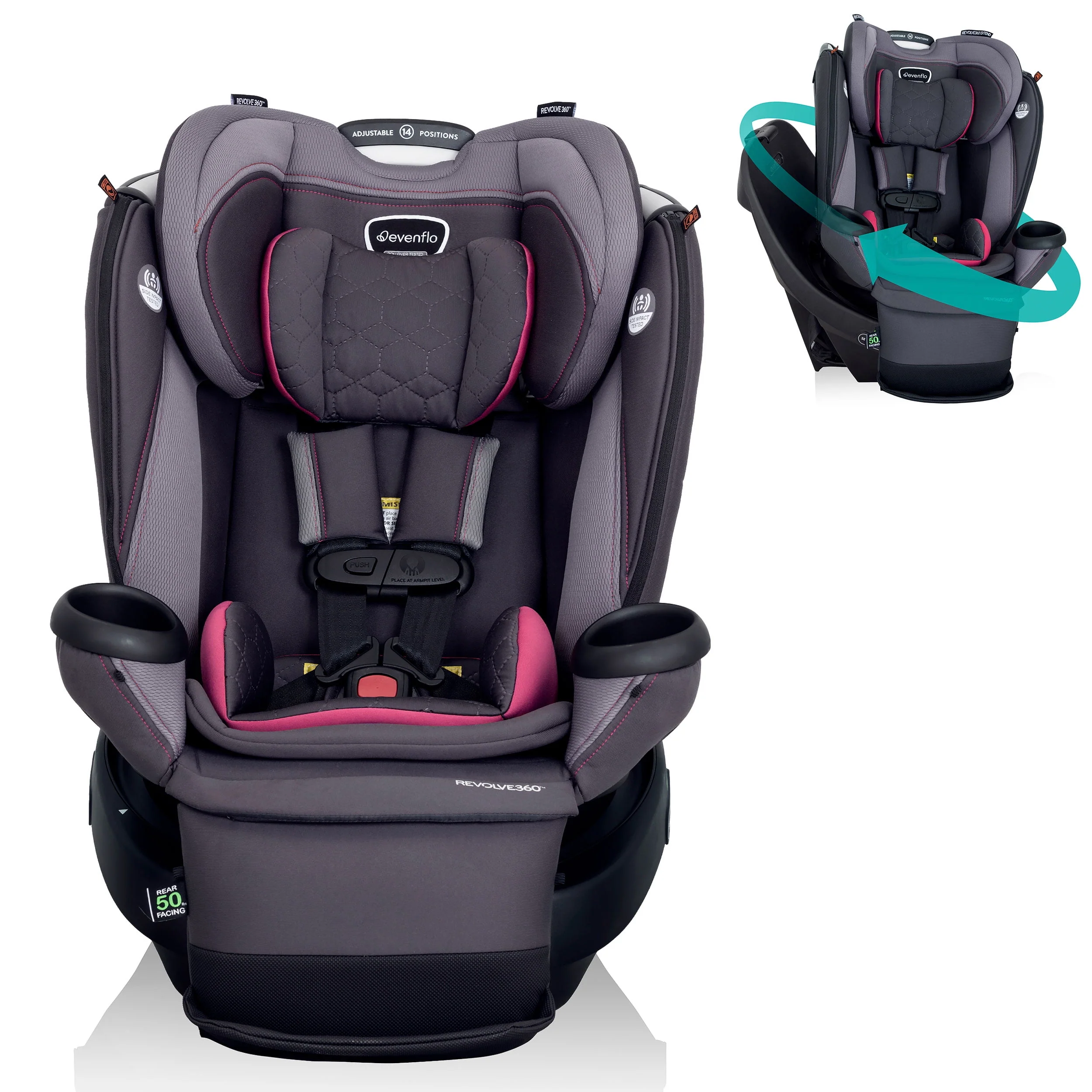 Revolve360 Extend All-in-One Rotational Car Seat with Quick Clean Cover (Revere Gray)