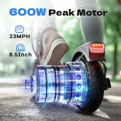 SISIGAD Electric Scooter Adults 10" Tires, 600W Peak Motor, Max 22 MPH Speed, 30 Miles Long Range, Portable Folding E-Scooter for Commuting with Dual Brakes, LCD Display APP Control