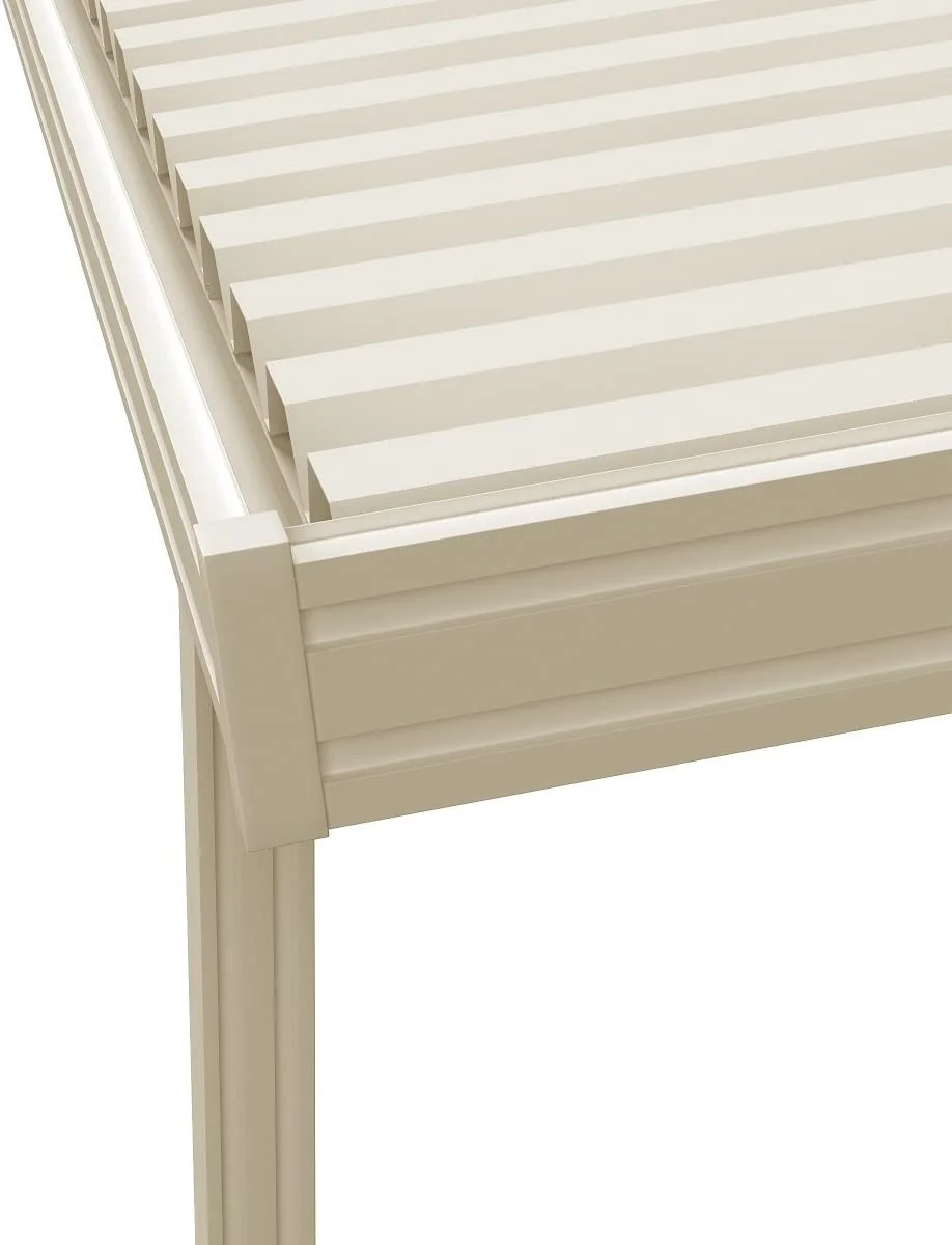 Four Seasons OLS TWV Series 20 ft wide x 14 ft deep Aluminum Patio Cover with 10lb Snowload & 4 Posts in Ivory