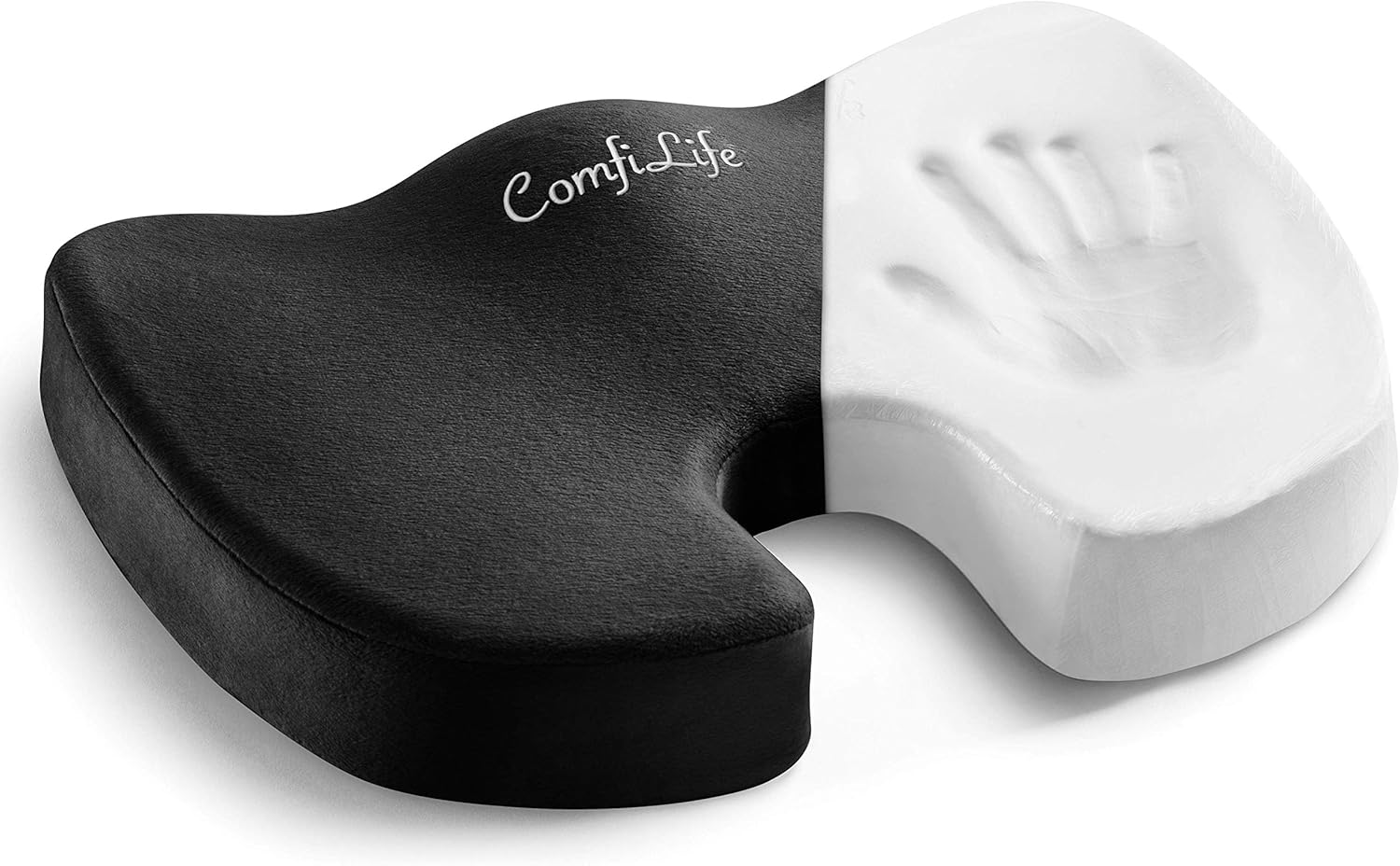 ComfiLife Premium Comfort Seat Cushion - Non-Slip Orthopedic 100% Memory Foam Coccyx Cushion for Tailbone Pain - Cushion for Office Chair Car Seat - Back Pain & Sciatica Relief