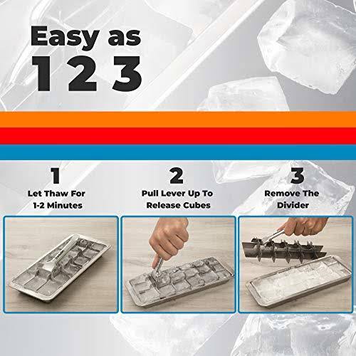 GOWA Easy Removal Metal Ice Trays with Handle - Stainless Steel Ice Cube Maker and Tray, 18 Slot Mold - BPA-Free, Food-Grade Fre