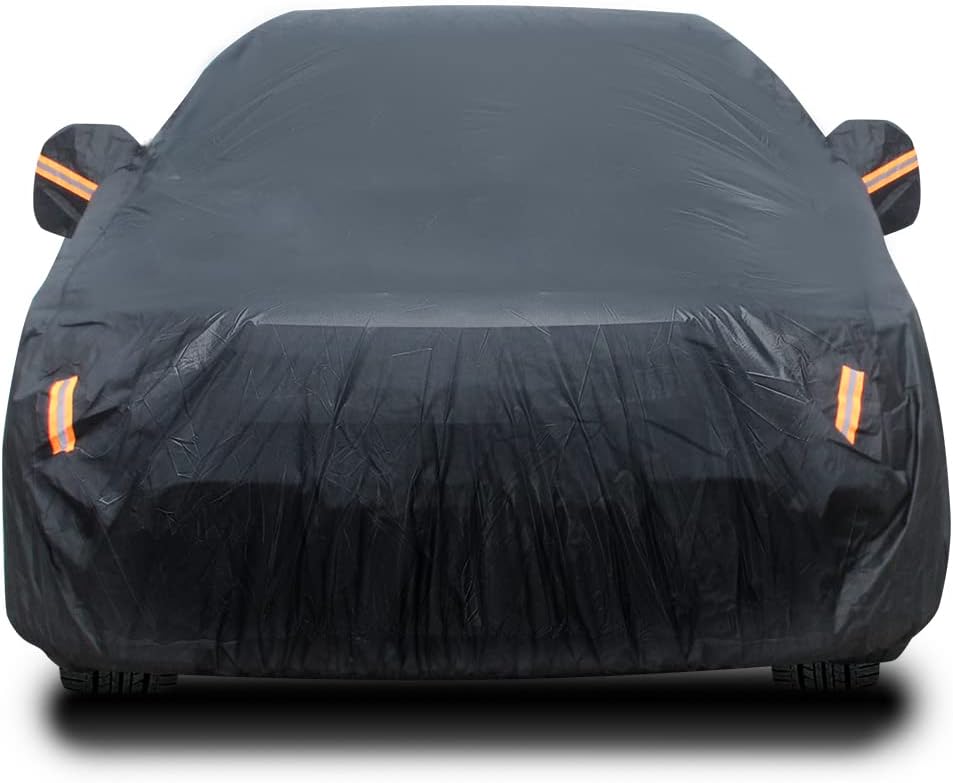 SLanguage Car Cover 420D Nylon Oxford Waterproof Fabric All Weather Outdoor Sun Rain Snow Wind Protection,192 x 72 x 59 inches(4.9X 1.85 x 1.5 Meters) Fit Sedan