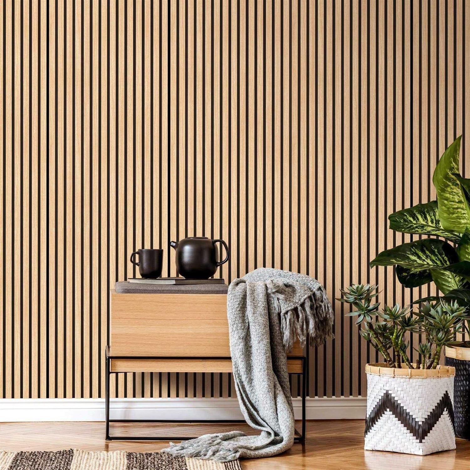 The Wood Veneer Hub Acoustic Wood Wall Slat Panels Oak - Shop Hardware Tools Online Store