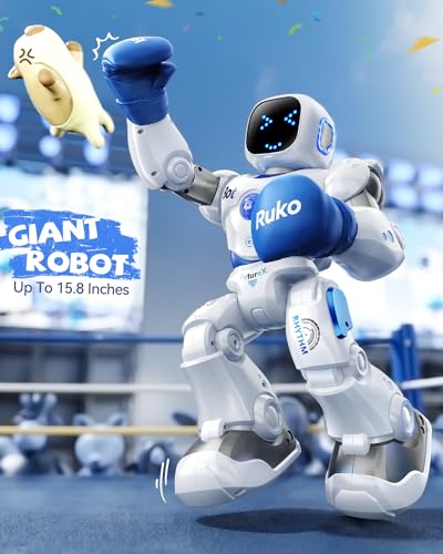 Ruko 1088 Smart Robots for Kids, Large Programmable Interactive RC Robot with Voice Control, APP Control, Boys & Girls, Blue & Pink