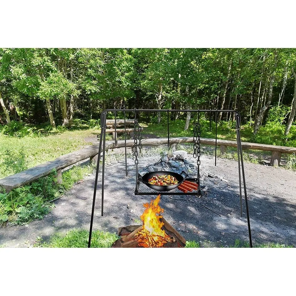 Bruntmor Grill Swing Campfire Cooking Stand BBQ Grill for Cookware u0026 Dutch Oven
