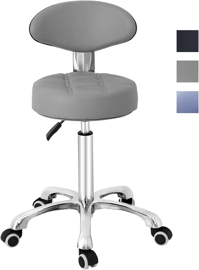 Grace & Grace Pneumatic Height Adjustable Rolling Swivel Stool with Comfortable Seat Heavy Duty Metal Base for Salon, Massage, Shop and Kitchen (Purple)