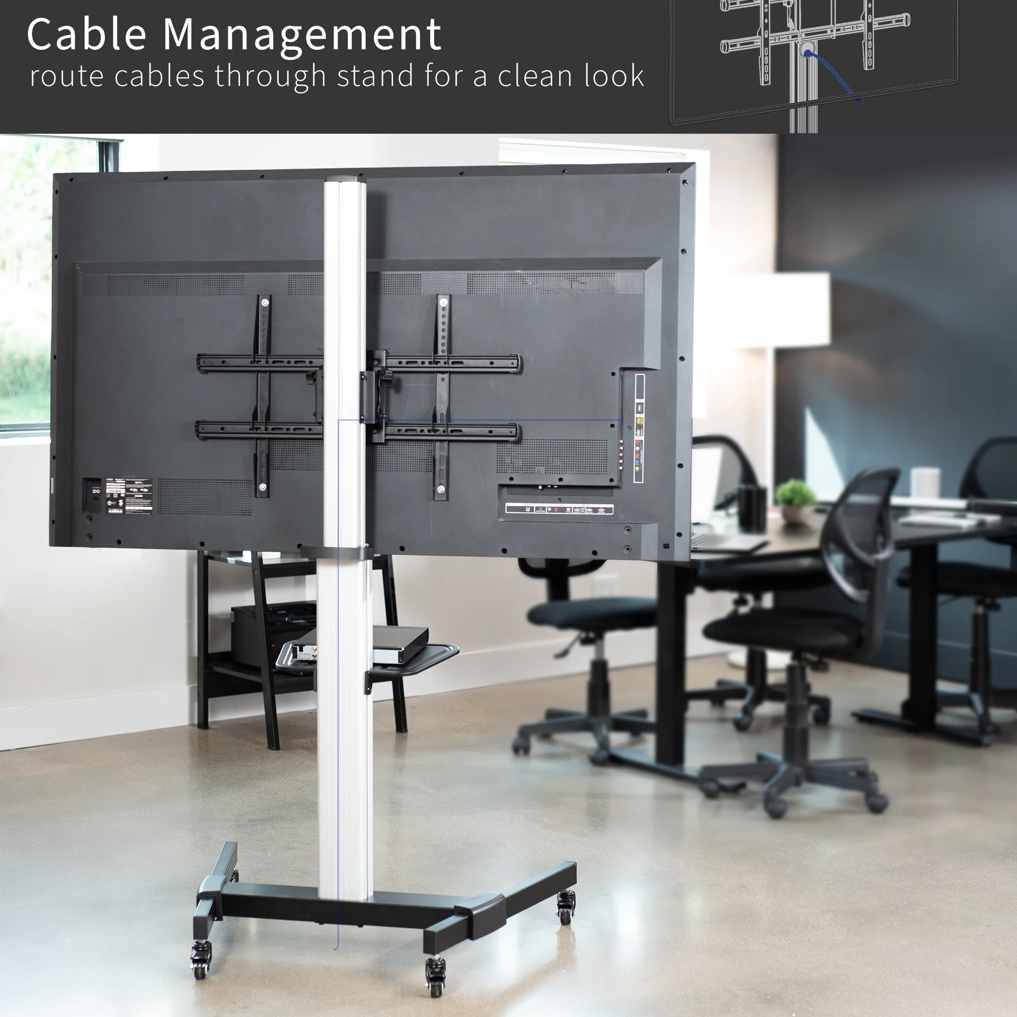 VIVO Heavy Duty TV Cart for Flat Screen Panel Mobile Stand fits 32" to 83"