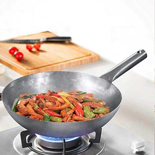 High-end Pure Titanium Frying Wok, Non-Stick Pan Cooking Pot Wok Kitchen Cokware with Handle for Gas Cooker,34cm