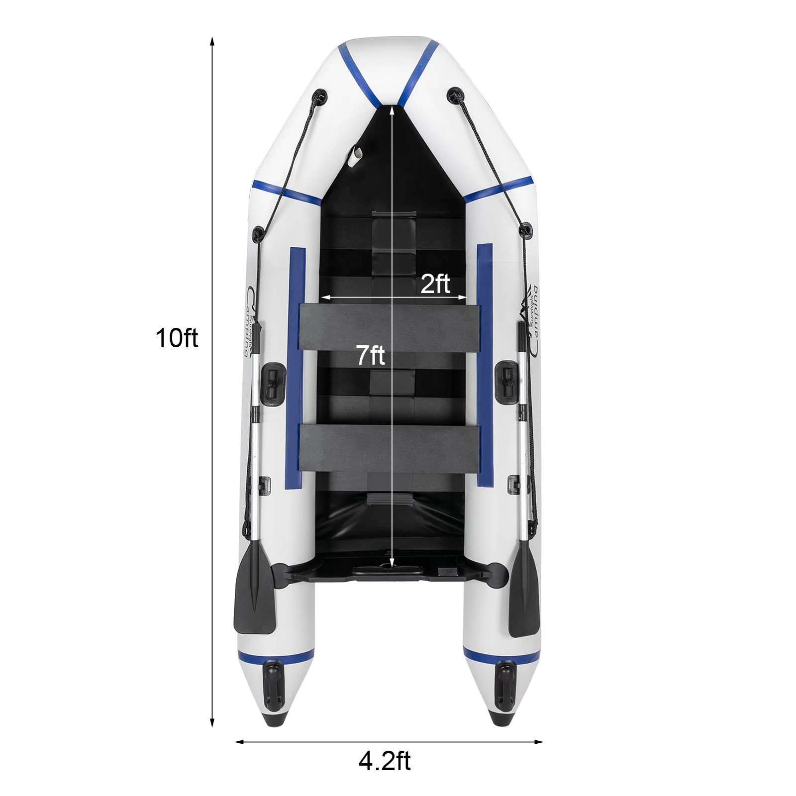 Campingsurvivals 10ft Inflatable Boat, 600 lbs Weight Capacity Rafting Fishing Dinghy Boat, Gray/White