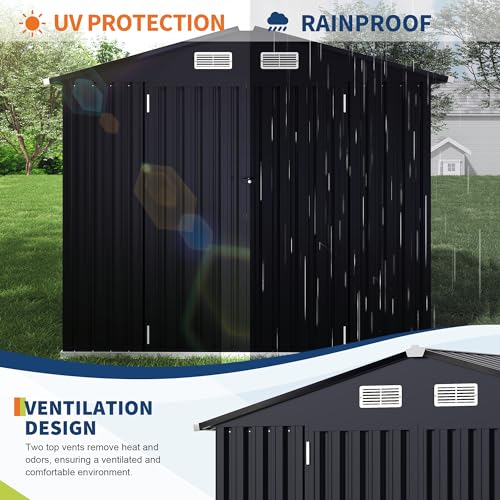 All-Weather Resin Shed with Window, Outdoor Plastic Garden Shed with Lockable Door and Vents, Outdoor Resin Storage Sheds for Tool, Bike, Backyard, Patio