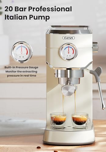 Gevi 20 Bar High Pressure Espresso Machines, Expresso Coffee Machine with Milk Frother for Espresso, Latte Macchiato, Cuppuccino,1.2L Water Tank, 1350W