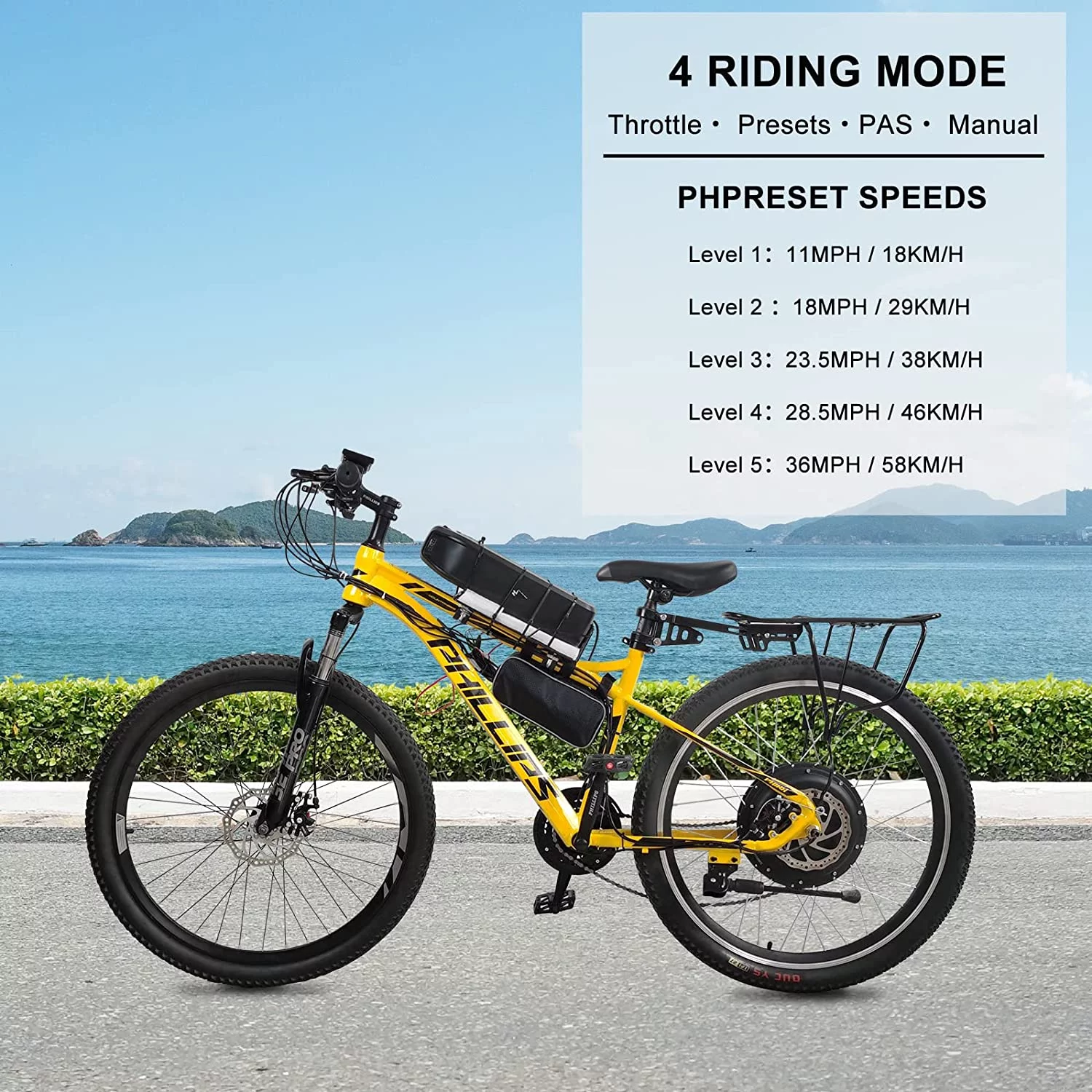 PEXMOR Electric Bike Conversion Kit, 48V 1000W 26" Front/Rear Wheel w/Tire Ebike Conversion Kit, Electric Bicycle Hub Motor Kit with LCD Display/Controller/PAS/Brake Lever/Torque Arm