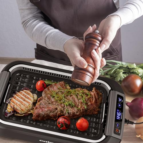 CUSIMAX Smokeless Indoor Grill, 1500W Korean BBQ Grill with Lid， Non-stick Removable Grill Plate, Turbo Smoke Extractor