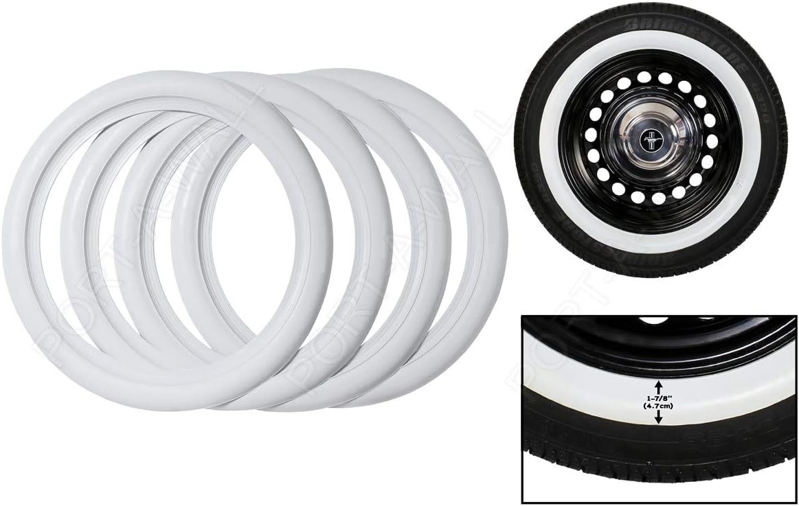 for R14 Tires Old School Hot Rod Classic Style White Walls 4 pcs .PORTAWALL Pack of 2