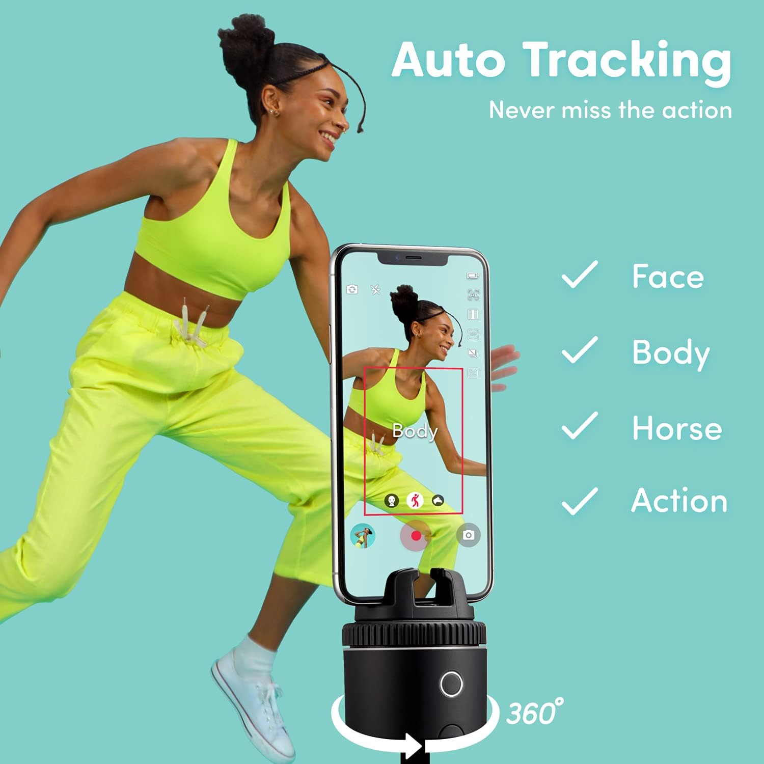 Pivo Pod Active Standard Pack (Pod Silver) - Fast Auto Tracking Complete Set Powered by AI - Tripod, Mount & Case Included - Active Lifestyle Outdoors Sports & Horse Riding