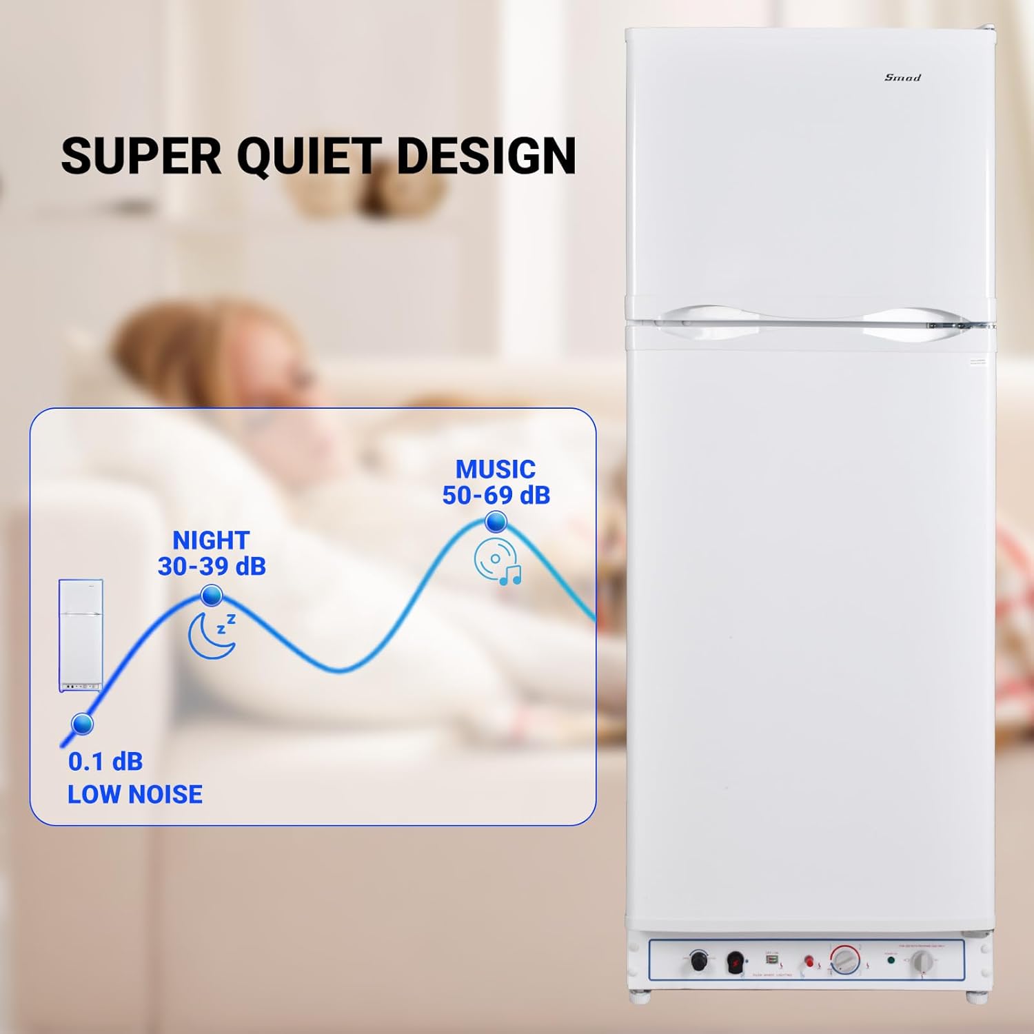 Smad 9.3 cu.ft Propane Refrigerator, Off Grid Propane Refrigerator with Freezer, 110V/Propane Fridge Freezer, Gas Fridge for Garage,RV,Food Truck,Chalets Use