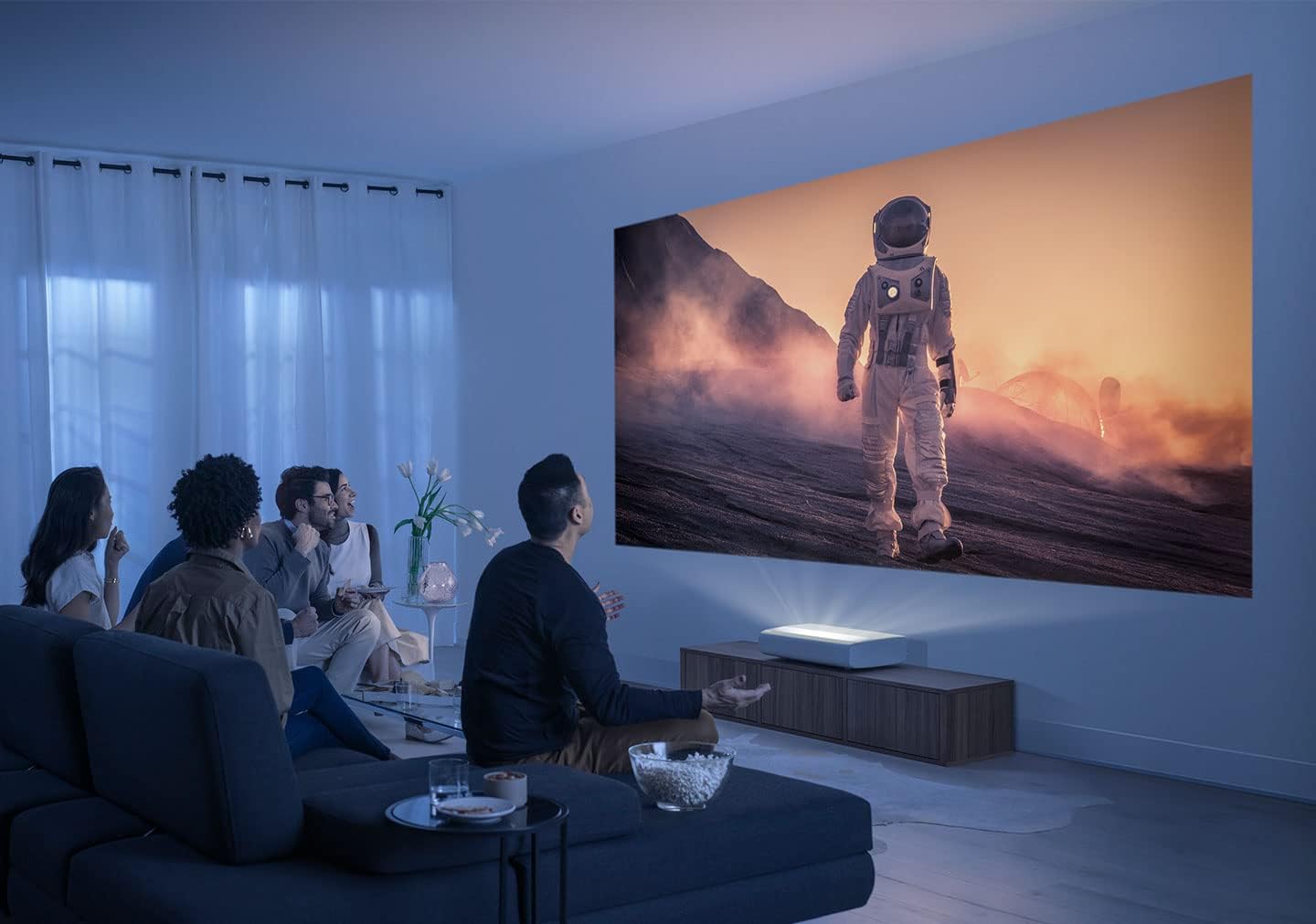 Samsung SP-LSP7T 120 Inch The Premiere 4K Smart Laser Short-Throw Projector with an Additional 1 Year Coverage (2021)