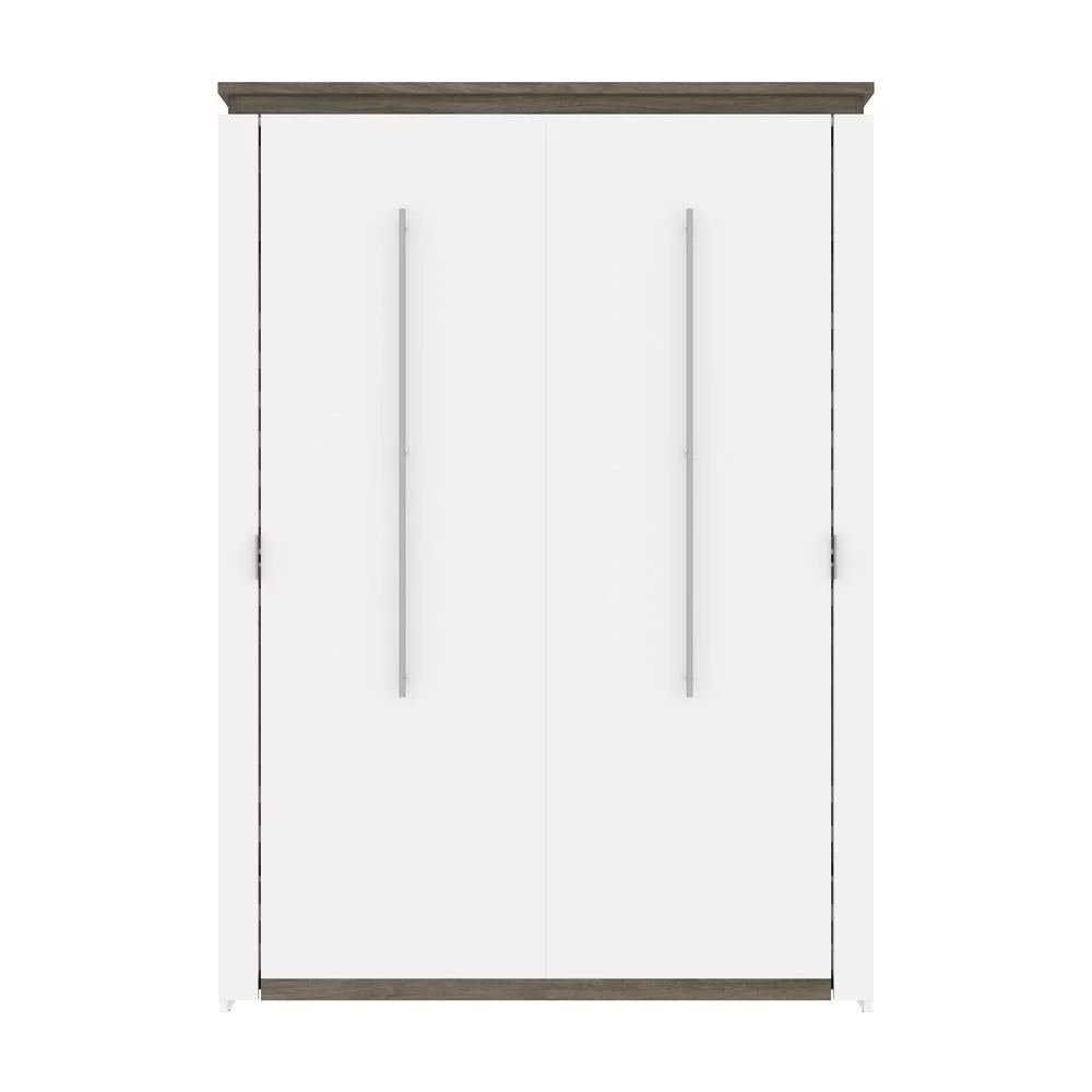 Bestar Orion 61" Full Murphy Bed in White and Walnut Gray