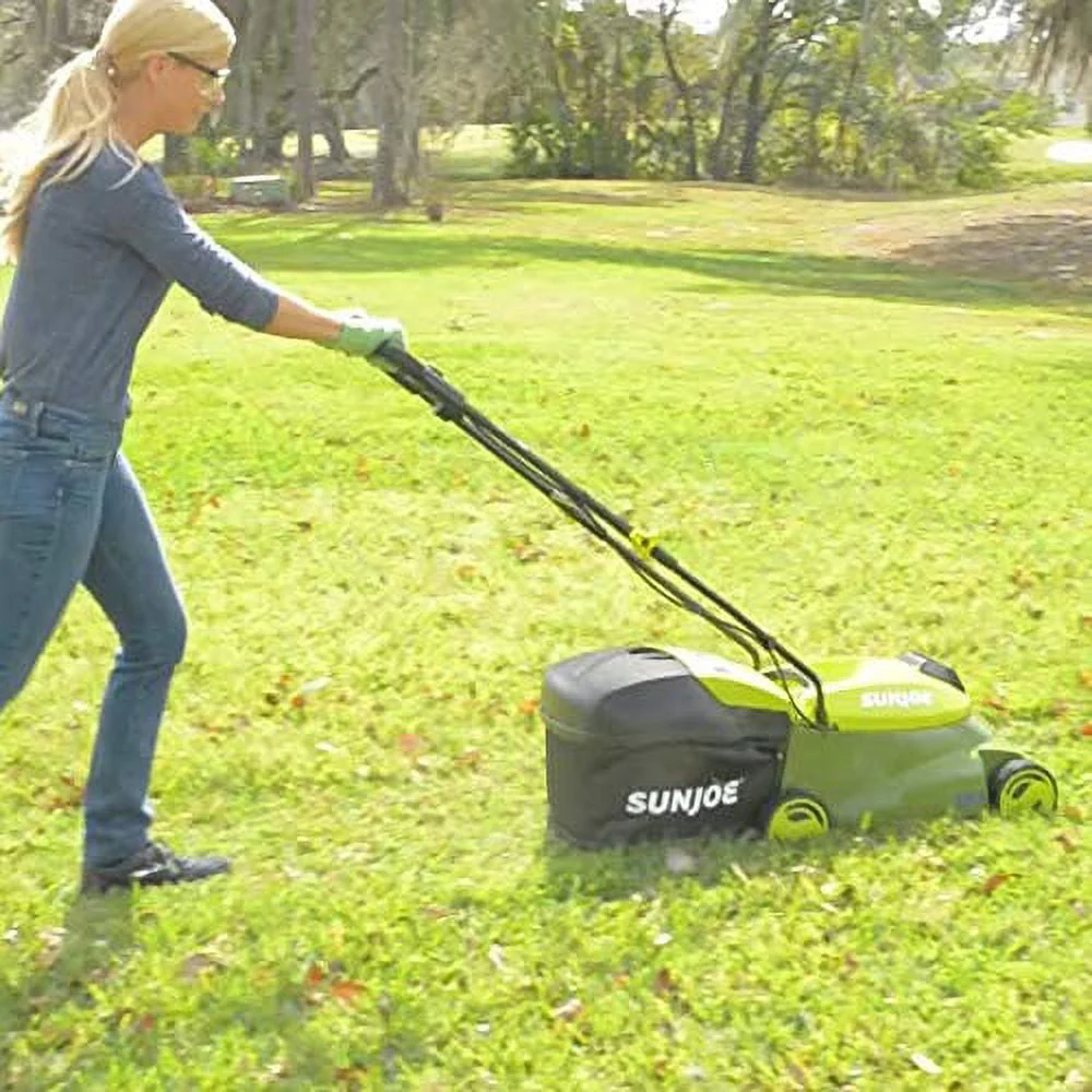 Sun Joe 28V Cordless 14 Brushless Push Lawn Mower, 3-Position, 4.0-Ah