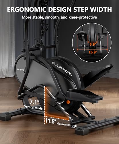 THERUN Elliptical Exercise Machine, 3-in-1 Cardio Climber Stepping Elliptical Machine for Home, Stair Stepper Elliptical Training Machines w/16 Levels Resistance, Pulse Sensor, LCD Monitor
