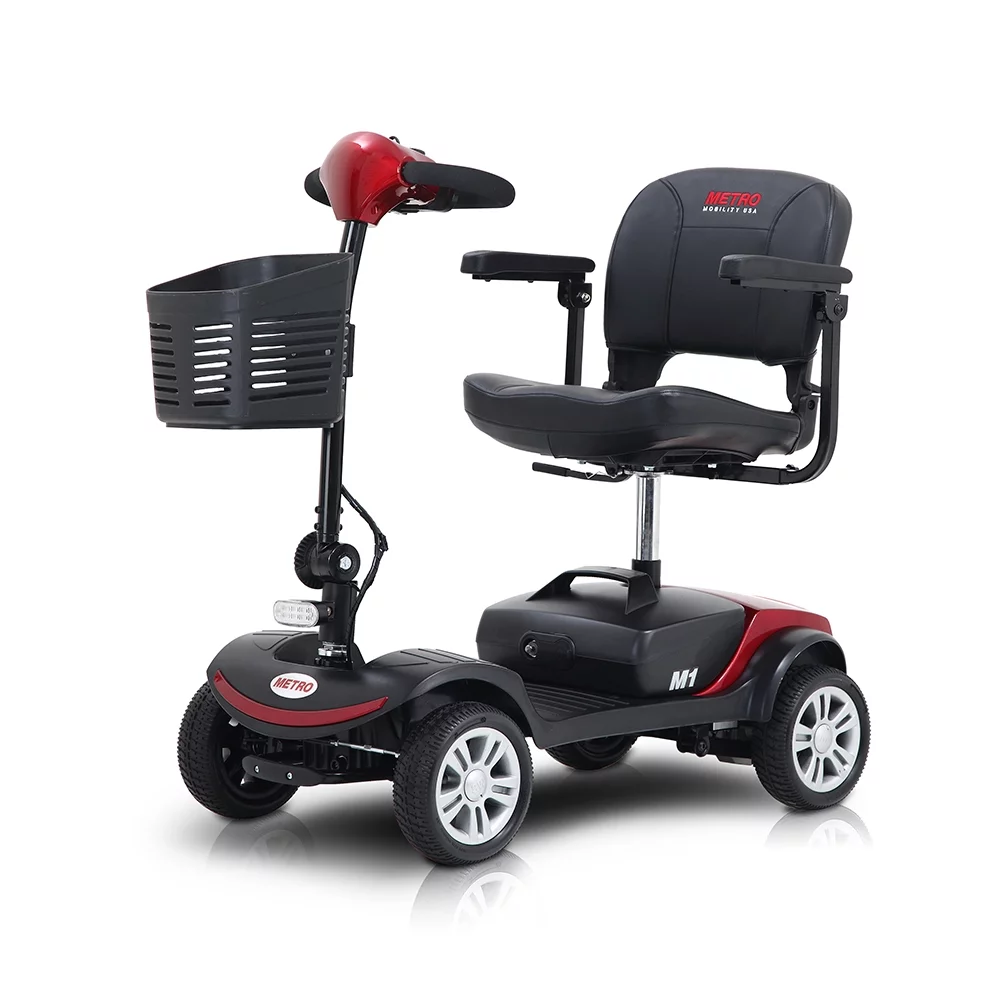 BTMWAY Mobility Scooter, 4 Wheels Electric Scooter for Seniors, Compact Folding Travel Mobility Scooters for Adult, Transformer Mobility Scooter with Swivel Seat, Front and Rear LED Light, Silver