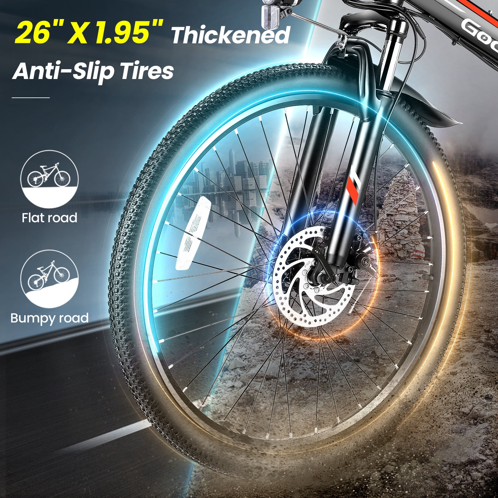 Gocio Adult Electric Bicycles Foldable Ebike, 500W 26" Electric Commuter Bicycle, 48V Battery, Full Suspension, Folding Electric Mountain Bike, Adjustable 21 Speed E-Bikes for Adults UL2849