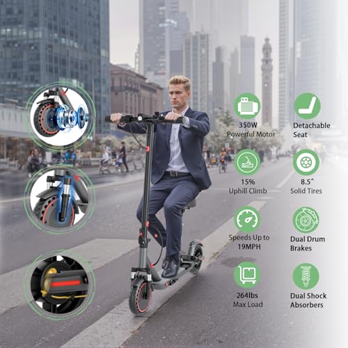 KEQ Electric Scooter for Adults Commuting, Foldable and Portable 8.5"/10" Tires,19/22Mph,350W/500W Motor, 21-30 Miles Range,Foldable E-Scooter with Dual Brake and Suspension,APP Control（K01Pro/KL09）