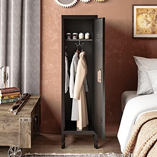 Metal Storage Cabinet, Storage Locker Employees Locker with 4 Doors, 55" Height Steel Cabinet with Lockable Doors, Storage Cabinet with Adjustable Feet for Home Office Gym.