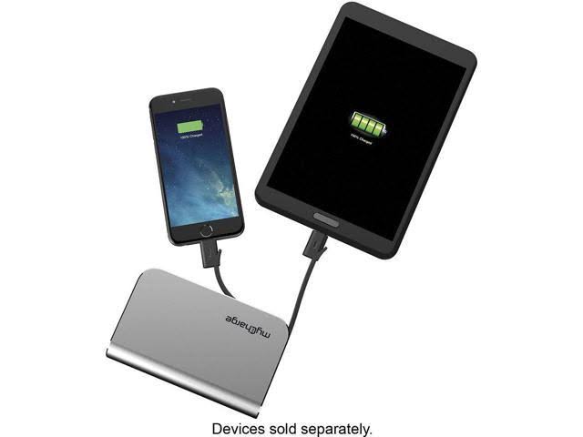 Mycharge Portable Charger Power Bank - HubPlus 6700 mAh External Battery Pack | Wall Charger Foldable Plug | Built in Cables (Ap